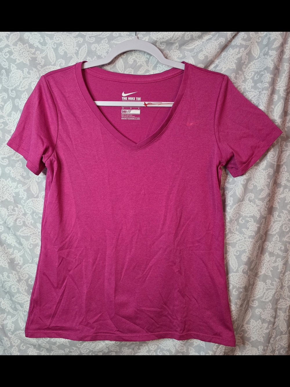 Nike Women's Magenta V-Neck Short Sleeve Tee